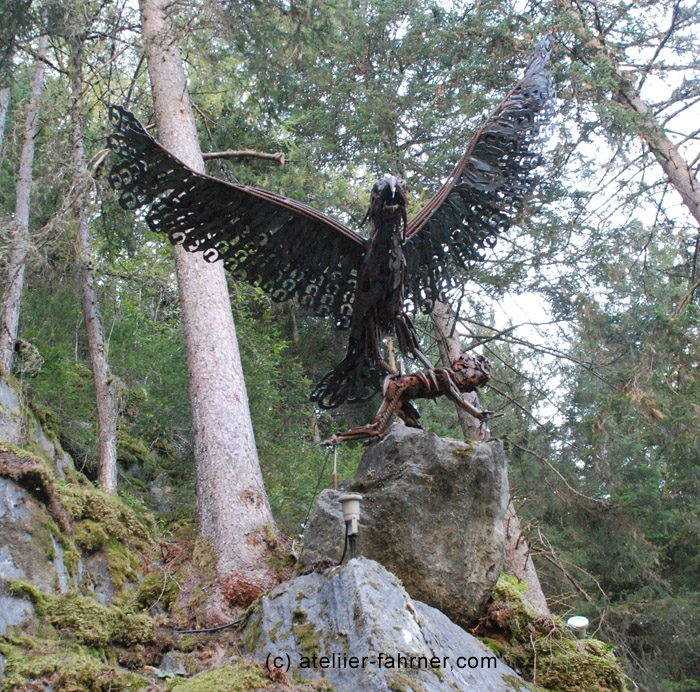 eagle robs a child atelier fahrner steel sculpture guenther fahrner